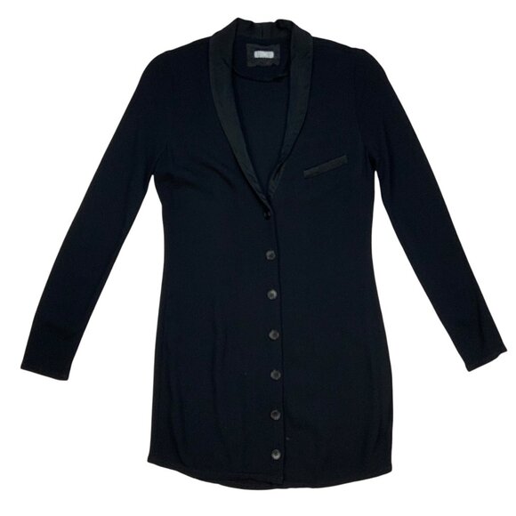 Reformation Clausen Tuxedo Dress 2 Black Mini Long Sleeve Button Front Party - Picture 11 of 11